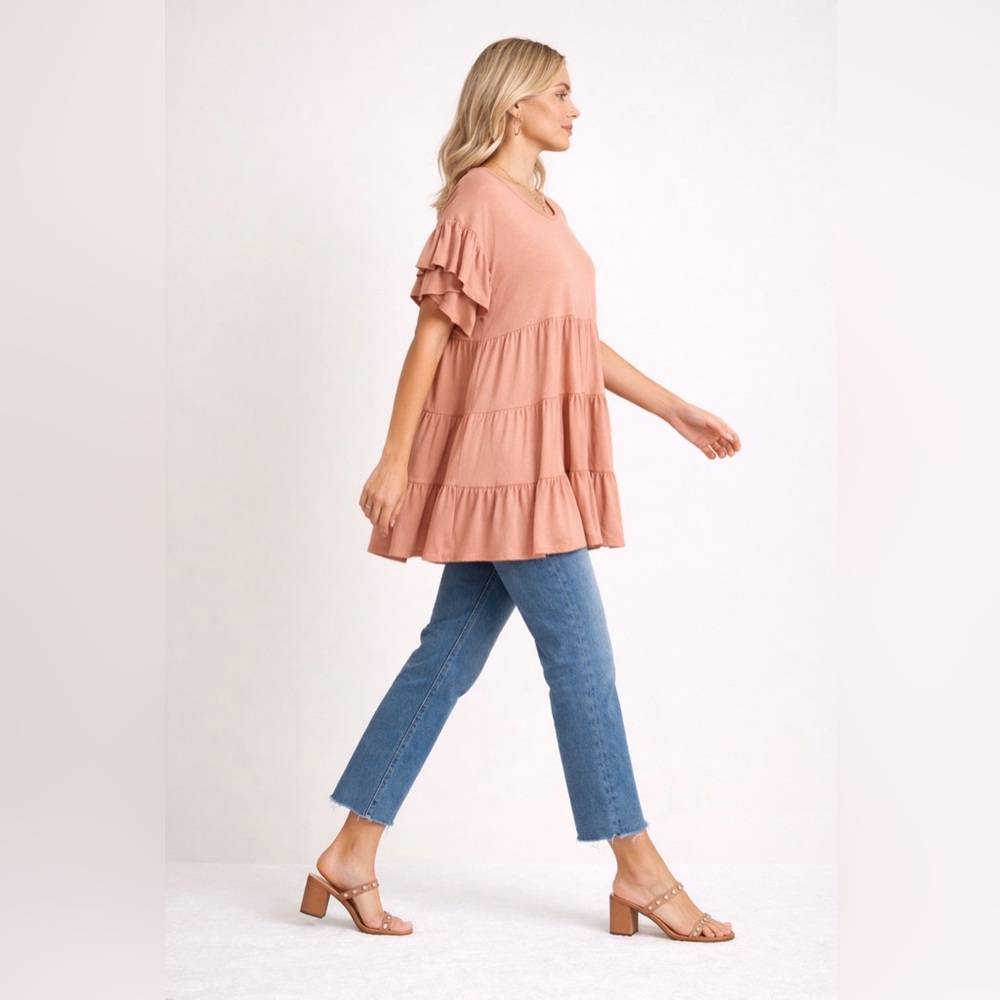 Beeson River BabyDoll Tiered Top in Dusty Pink ~ Size X-Large ~ NWOT - Picture 6 of 8